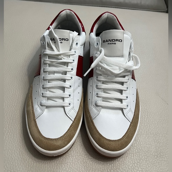 NWT - Sandro Paris Mid Top Tennis Leather Sneaker-Made in Portugal-EU 40 /M7.5W9 - Picture 2 of 9